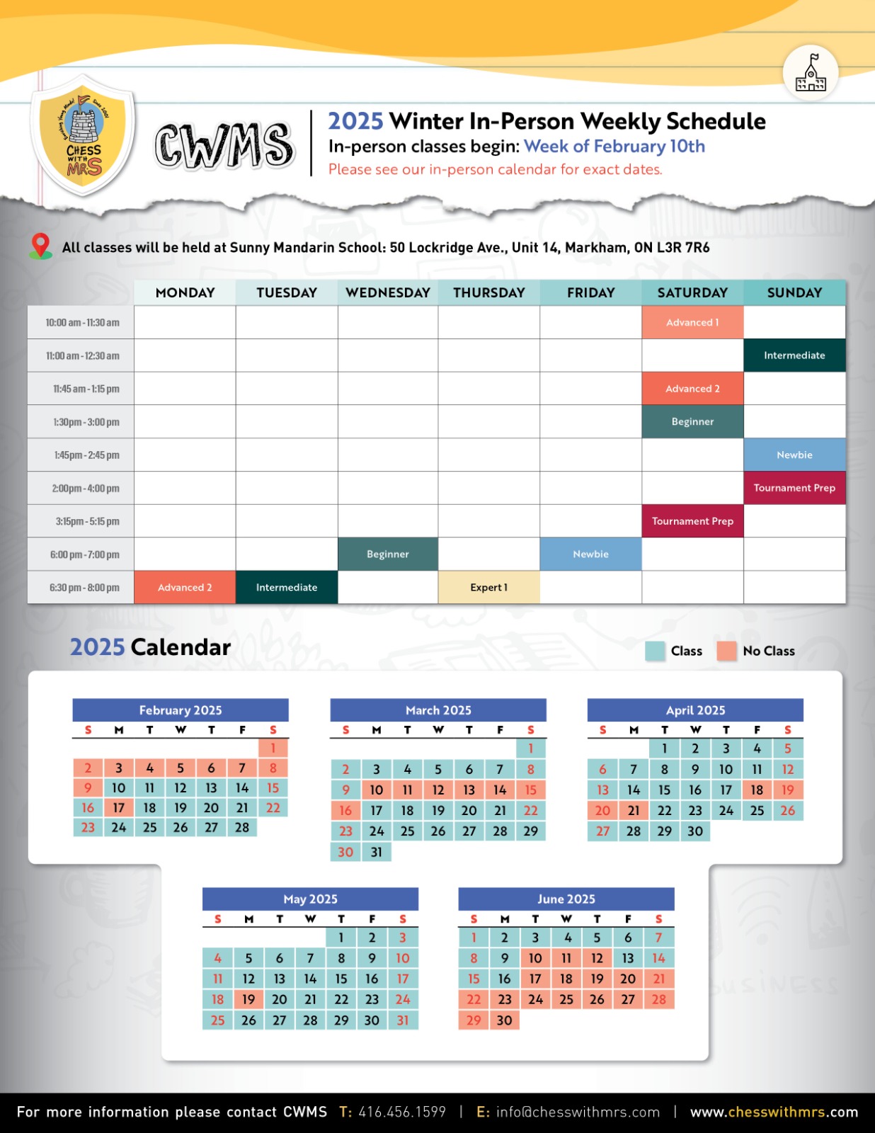 Winter 2025 schedule download